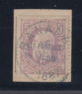 Belgian Congo, Scott Q1, tied on piece by blue Banana cancel, signed