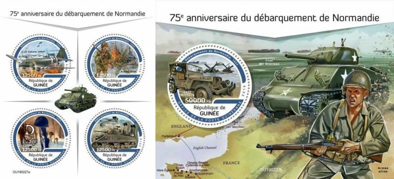 Z08 IMPERF GU190227ab GUINEA (Guinee) 2019 Normandy landings MNH ** Postfrisch