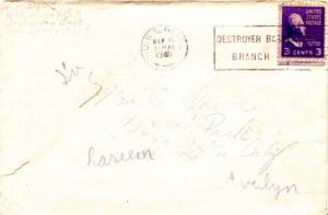 United States Ships 3c Jefferson Prexie 1940 U.S.S. Rigel Destroyer Base Bran...