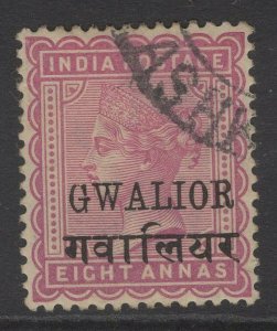 INDIA-GWALIOR SG31 1897 8a MAGENTA USED