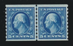 US 396 5c Washington Mint Line Pair VF OG LH SCV $425