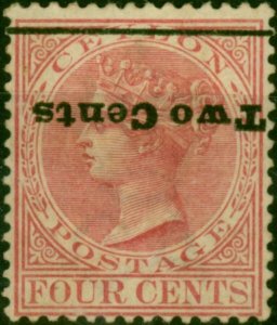 Ceylon 1888 2c on 4c Rose SG209a 'Surcharge Inverted' Good MM