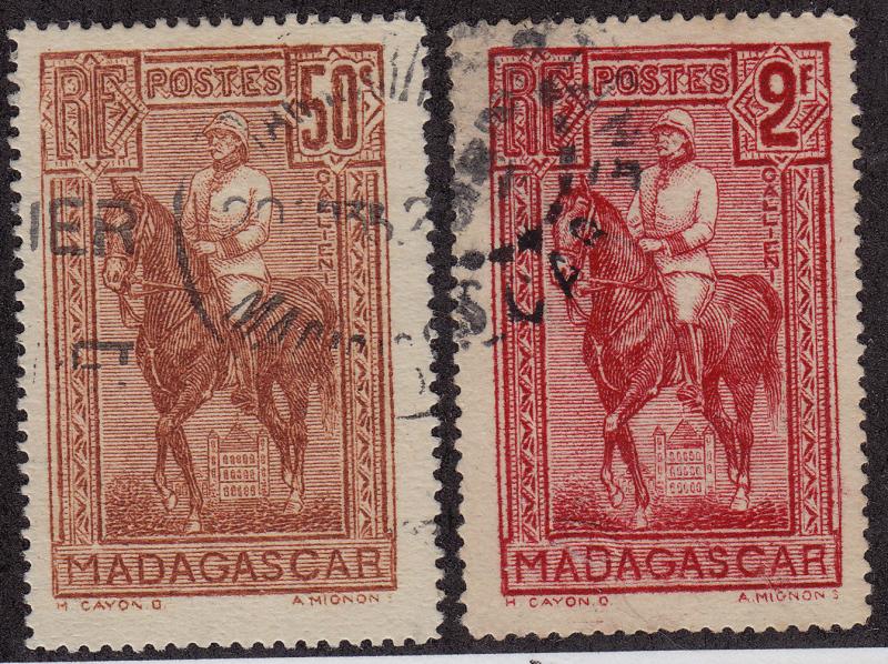 MADAGASCAR Used Scott # 174-175 General Gallieni Perf 14 (2 Stamps) -2
