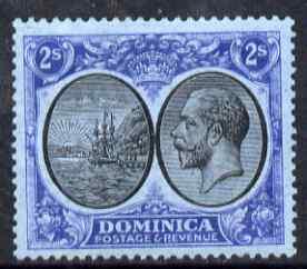 Dominica 1923-33 KG5 Badge 2s black & blue on blue mo...