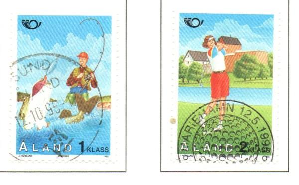 Aland Sc  116-7 1995 Golf Fishing stamp set used