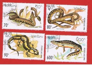 Laos #1178-1181   VF used  Reptiles  Free S/H