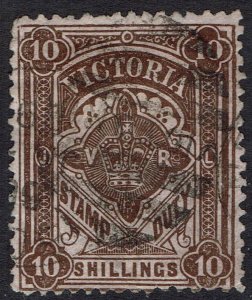 VICTORIA 1884 VR CROWN STAMP DUTY 10/- POSTALLY USED