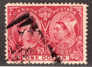 Scott 61, $1 Lake, F, Used, Diamond Jubilee Issue, Canada Postage Stamp C/V $600