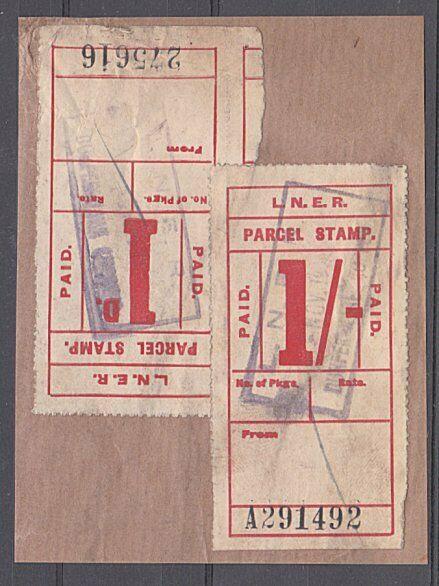 GB 1930s LNER Railway Parcel Stamps on piece - Dunfermline cancel ?........57328