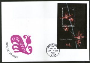 Antigua & Barbuda 2001 Caribbean Orchids Flower  Sc 2459 M/s FDC # 9221