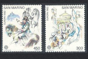 San Marino Horses Napoleon Historic Events Europa 2v 1982 MNH SG#1179-1180