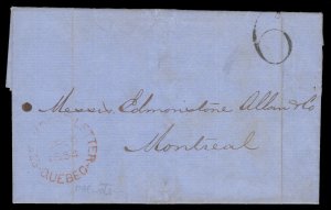 Steamboat Letter Quebec (SP 29 1854) to Montreal, rated 6d collect. 