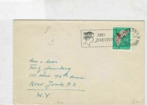 switzerland 1963 moth/butterfly stamps cover ref 20797