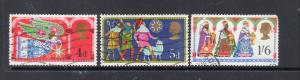 GREAT BRITAIN 605-7 Christmas 1969 Gold embossed QEII Complete set