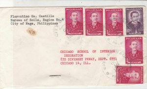 Philippines 1963 Bureau of Soils Multiple Stamps Cover to Chicargo Ref 25717