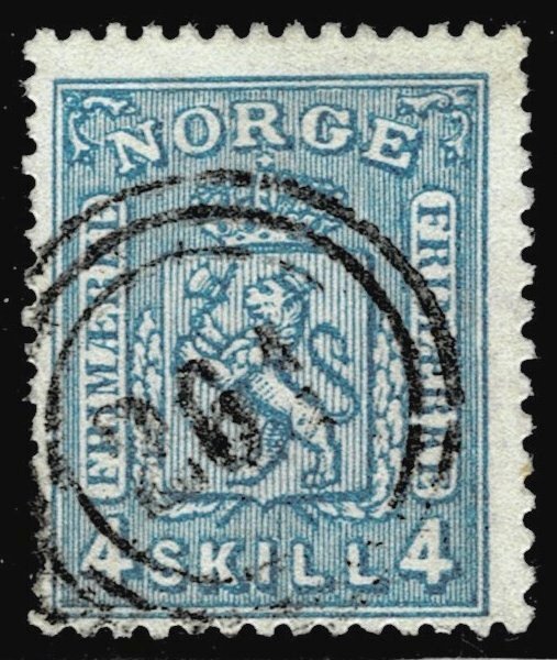 Norway 14 - used - 3 ring cancel (see facit)