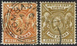 BRITISH EAST AFRICA 1896 QV LIONS 4½A AND 5A USED