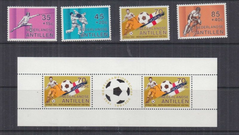NETHERLANDS ANTILLES, 1982 Sports Fund set of 4 & Souvenir Sheet, mnh. 