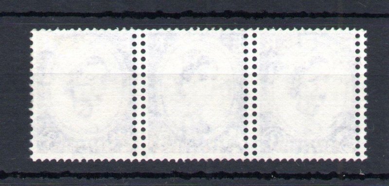 3d MULTIPLE CROWNS (SIDEWAYS) WILDING UNMOUNTED MINT STRIP + DOUBLED PERFS