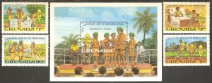 GRENADA Sc# 1088 - 1092 MNH FVF Set of 4 + SS Boy Scouts 1982