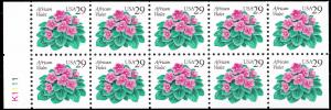 Scott 2486a African Violets Booklet Pane MNH Never Folded 