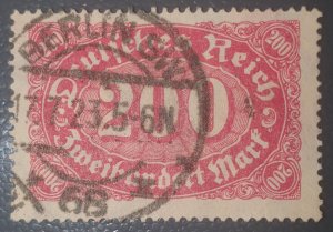 1923, Germany, 200Mk, Used, Sc 200, Mi 248b