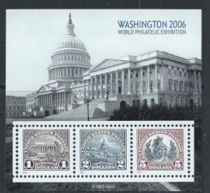 US Stamp #4075 - GREAT Washington 2006 World Expo. Souvenir Sheet of 3 Hi Value