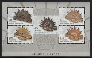 Australia 2012 MNH Sc 3693b 60c Rising Sun Cap Badges 1902-present Sheet