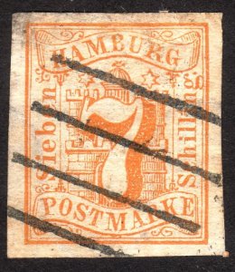 1859, Germany Hamburg 7Sch, Used, Sc 6
