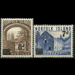 NORFOLK IS. 1958 - Scott# 21-2 Buildings Surch. Set of 2 LH