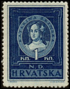 Croatia 56 - Mint-H - 1k Catherine Zrinski (1943) (cv $0.40)