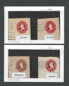 U406-U411 Carmine Shades Identified 4 Superb Cut Squares Used (2x2)