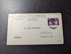 1940 Censored Philippines Cover Manila PI to Bremen Germany via SS Takao Maru