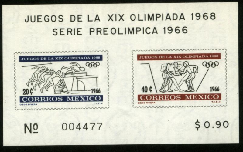  MEXICO 975a, 2nd Pre-Olympic Issue - 1966 Souv Sheet MLH
