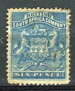 RHODESIA: 1890-92 early classic Springbok issue used Shade of 6d. value