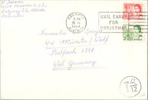 Canada 2c and 4c QEII Centennial 1968 Calgary, Alberta to Munster, Germany.  ...