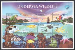 Pk059 Antigua & Barbuda Fish & Marine Life Undersea Wildlife 1Sh Mnh Stamps