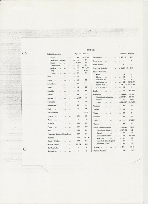 LITERATURE Forgeries: (Index) The Work of Jean De Sperati, Part II THE PLATES. 