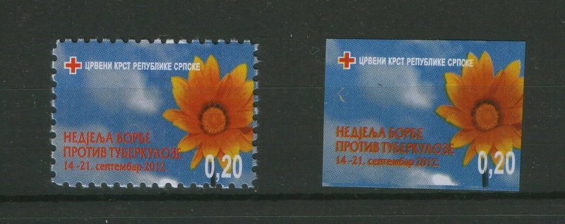 BOSNIA-SERBIA-MNH** PERFORATED+IMPERF. STAMP-RED CROSS-TUBERCULOSIS-2012.