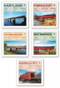 BRIDGES = DIE CUT Set of 5 Booklet stamps from Quarterly Pack Canada 2019 MNH