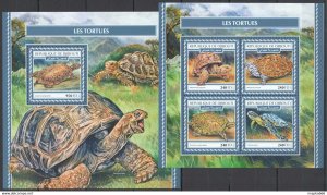 2017 Djibouti Turtles Reptiles Marine Life Fauna #1982-85+Bl1042 ** Fd1153