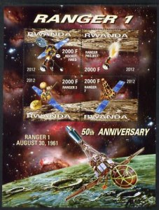 RWANDA - 2012 - Space, Ranger 1 - Perf 4v Sheet - MNH - Private Issue