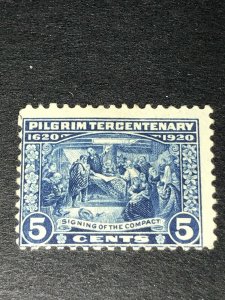SCOTT #550 1920 PILGRIM TERCENTENARY ISSUE  5C MINT Light Hinge