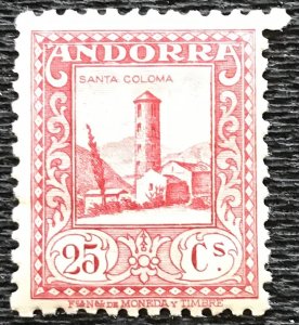 Spanish Andorra *MH* #18a Single Control # on Back St. Coloma SCV $10.00 L28