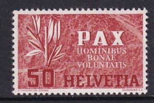 Switzerland   #298  MNH 1945  PAX . End of war in Europe  50c