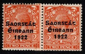 IRELAND SG70 1922 2d ORANGE PAIR WITH COIL JOIN MTD MINT