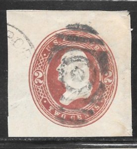 USA U277a: 2c Washington, cut square, brown lake, used