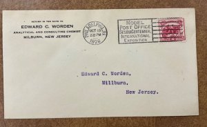 WORDEN cachet SESQUI CENTENNIAL PHILA. OCT 18 1926  FDC #629 MODEL P.O. CANCEL