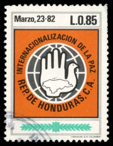 HONDURAS Sc 345 VF/USED - 1984 85c  Intl. Peace Movement
