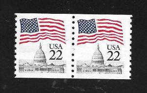 SC# 2115 - (22c) - Flag Over the Capitol, coil pf 10 V, MNH, pair